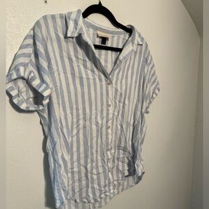 Blue and white stripe - short sleeve button up